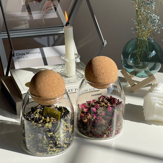 Cork Ball Glass Storage Jars