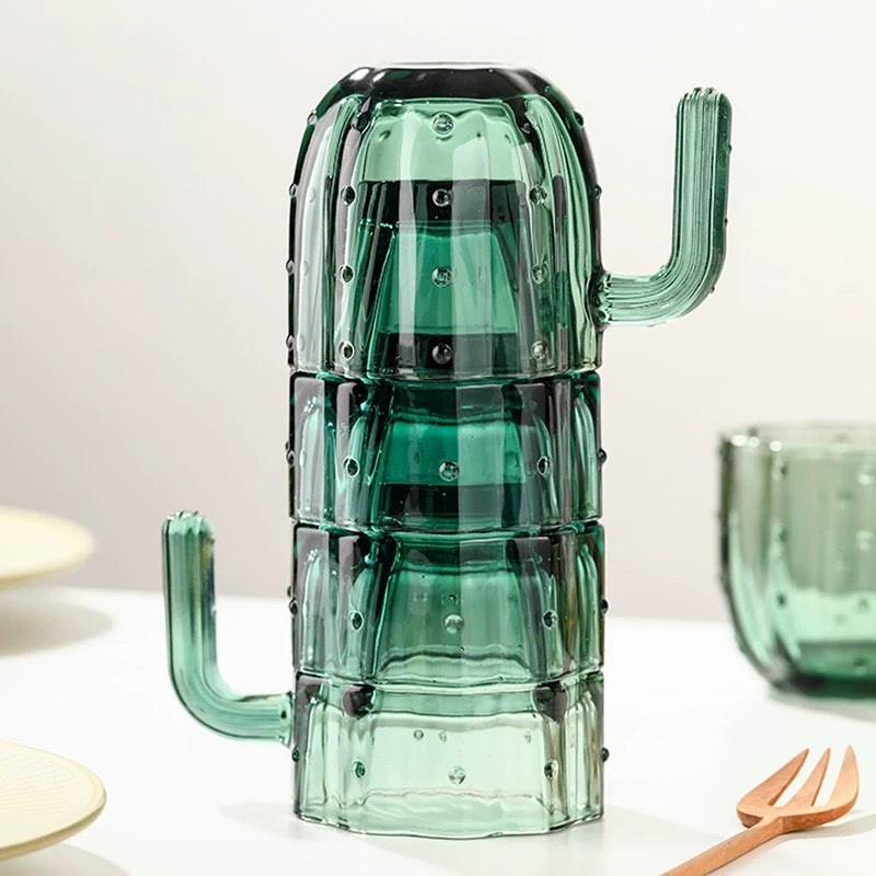 Set of 4 Cactus Stackable Tumblers
