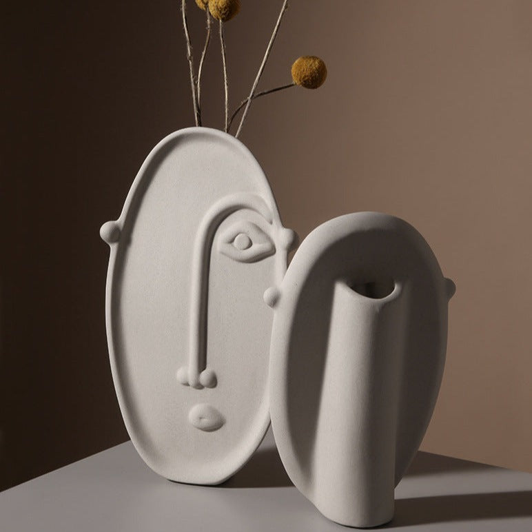 Abstract Face Ceramic Vase