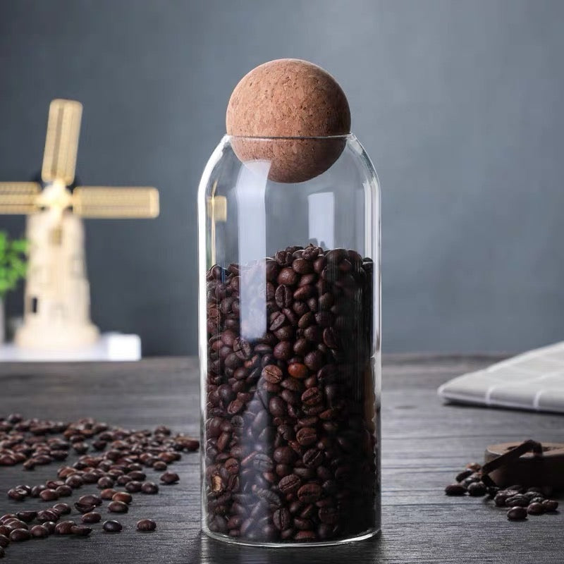 Cork Ball Glass Storage Jars