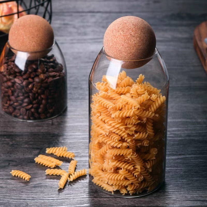Cork Ball Glass Storage Jars