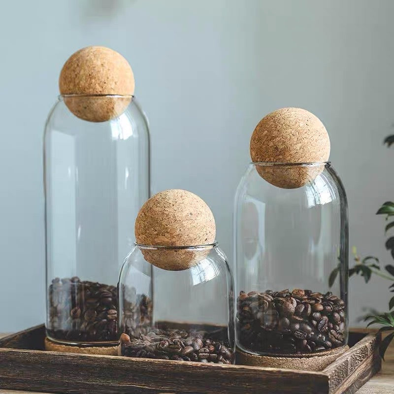 Cork Ball Glass Storage Jars