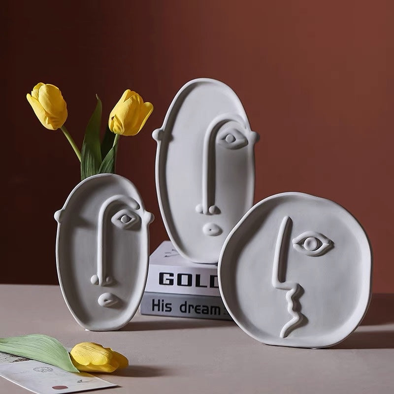 Abstract Face Ceramic Vase