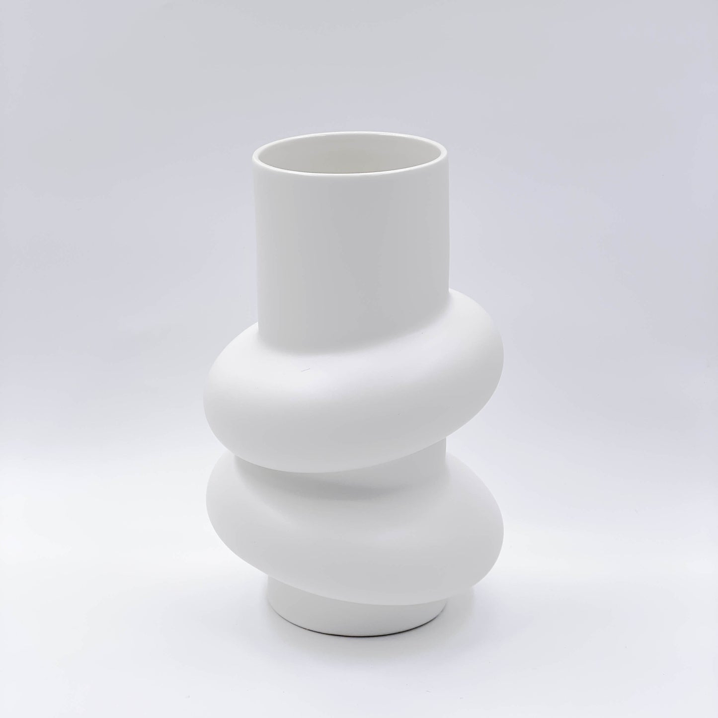 Cleo Ceramic Vase - White/Silver
