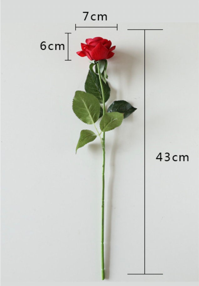 Tall 43cm Real Touch Faux Rose Stem, Artificial Flowers with stems, latex flower arrangement, pink white blue black faux flowers