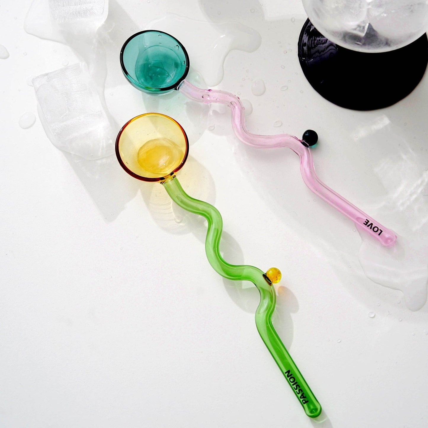 Twist Glass Spoon, quirky spoons, retro homeware, cute teaspoons, coffee spoon, drink stirrers, cocktail mixers, cute unique gift for her
