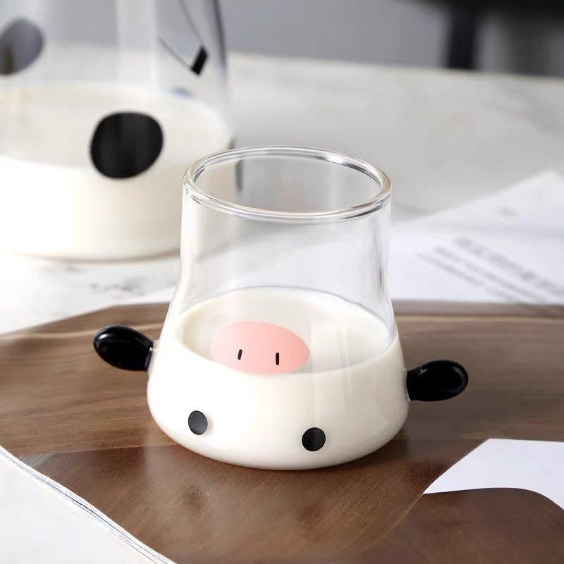 Cow Glass Carafe Set, juice carafe, milk jug, animal lover gifts, glass cups, milk jug