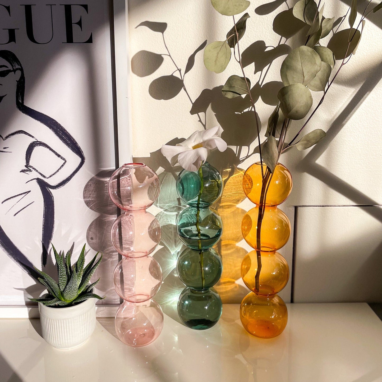 Bubble Vase, glass flower vase, Retro Decor, unique gift for her, vase decor, Trendy homeware, nordic vase