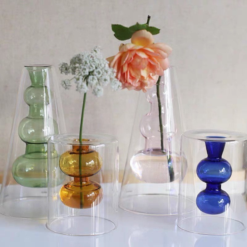Floating Vases, glass flower vase, Retro Decor, unique gift for her, vase decor, Trendy homeware, nordic vase