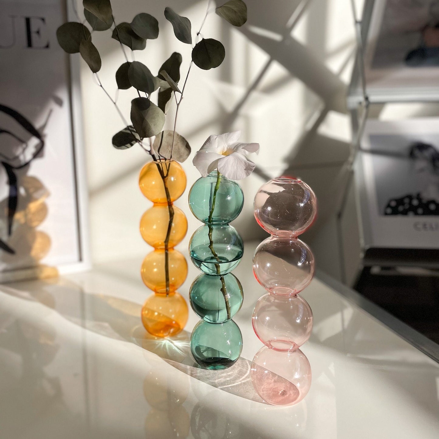 Bubble Vase, glass flower vase, Retro Decor, unique gift for her, vase decor, Trendy homeware, nordic vase