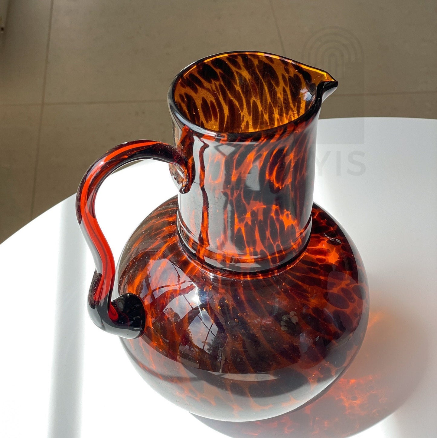 Tortoiseshell Vase, hand blown glass vase, glass jug, leopard print, Retro Decor, vase decor, Large flower vase, summer vase