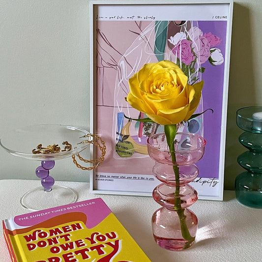 Tiered glass vase, glass candleholder, Retro Decor, gift for woman, vase decor, flower vase, eclectic home decor, friendship gift