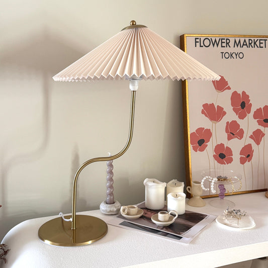 Ava Table Lamp with brass base and pleated shade