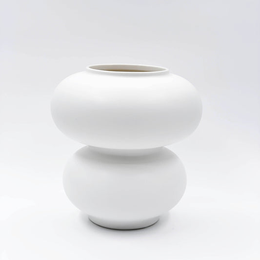 Double Curves Ceramic Vase - White/Silver
