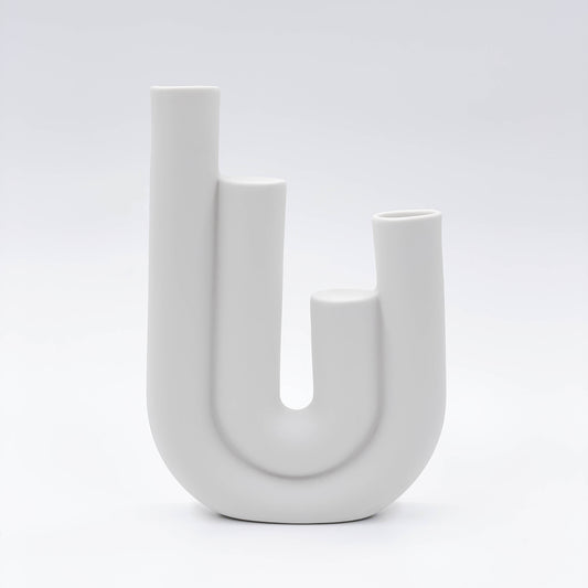 Double U Ceramic Candle Holder