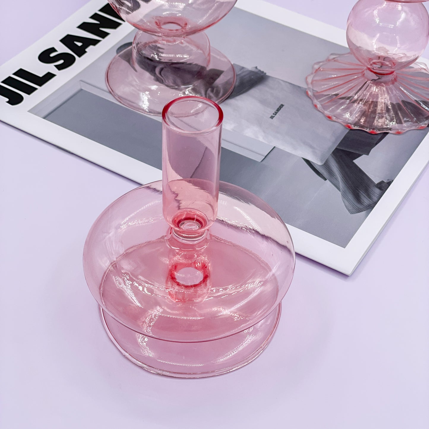 Pink Glass Candle Holders