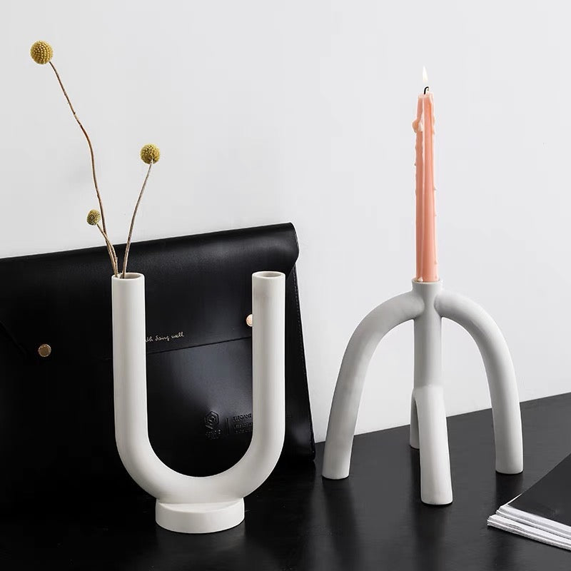 U-shaped Ceramic Candle Holder