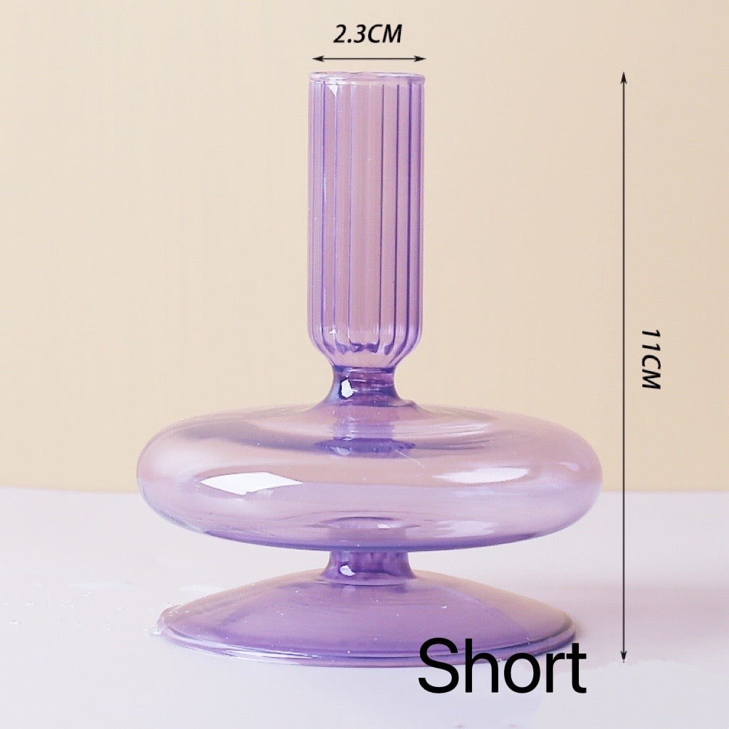 Lilac Glass Candle Holders