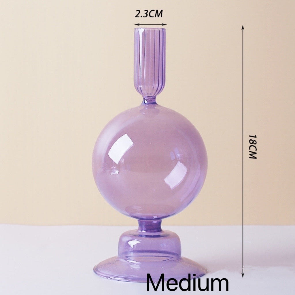 Lilac Glass Candle Holders