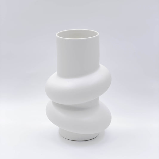 Cleo Ceramic Vase - White/Silver