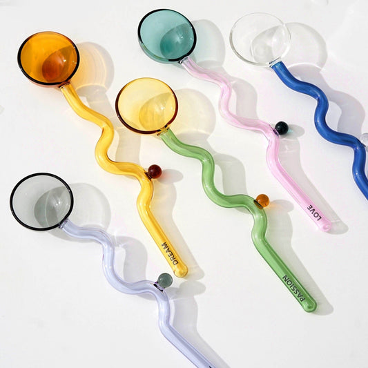 Twist Glass Spoon, quirky spoons, retro homeware, cute teaspoons, coffee spoon, drink stirrers, cocktail mixers, cute unique gift for her