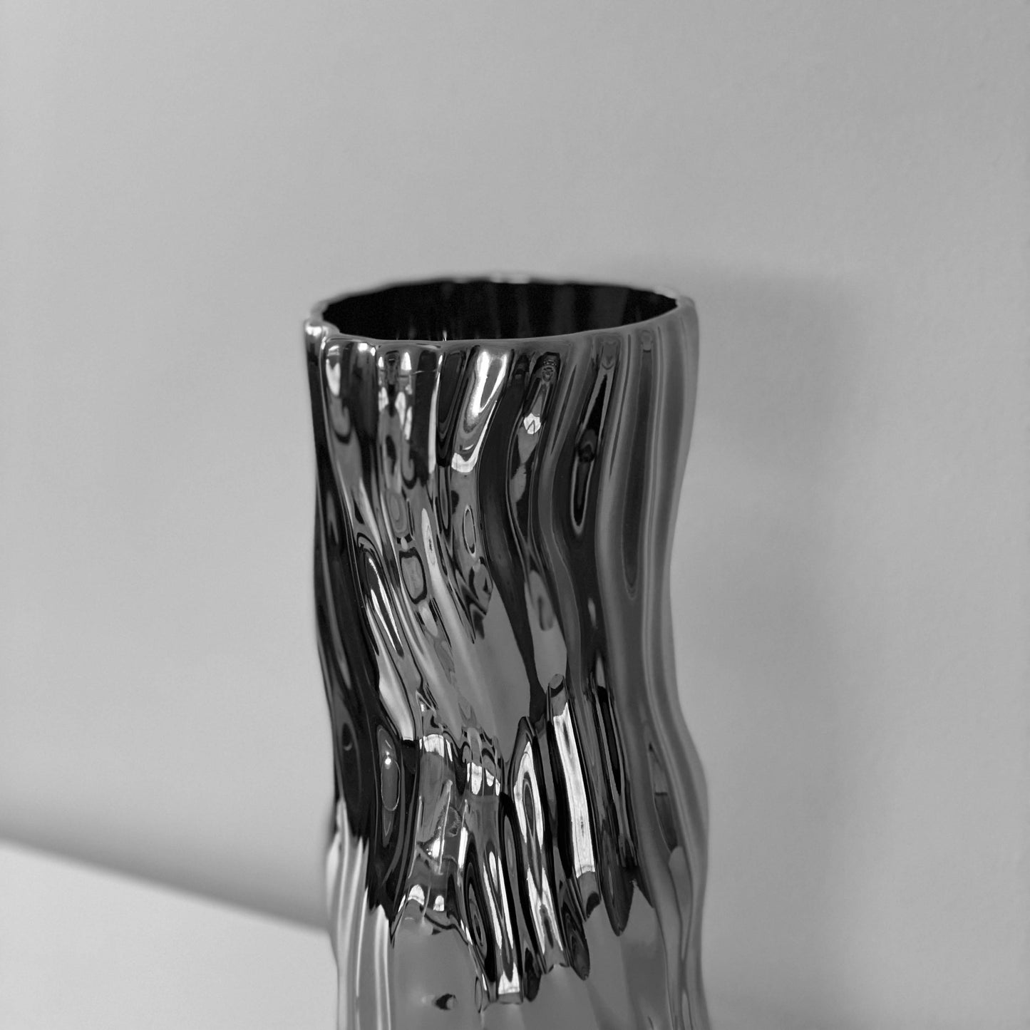 Silver Ripples Ceramic Vase